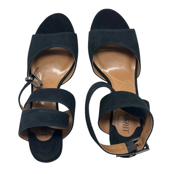 J. Renee Black Suede Open-Toe Ankle Strap Heels – Womens 11W (Soncino) - Picture 11 of 14
